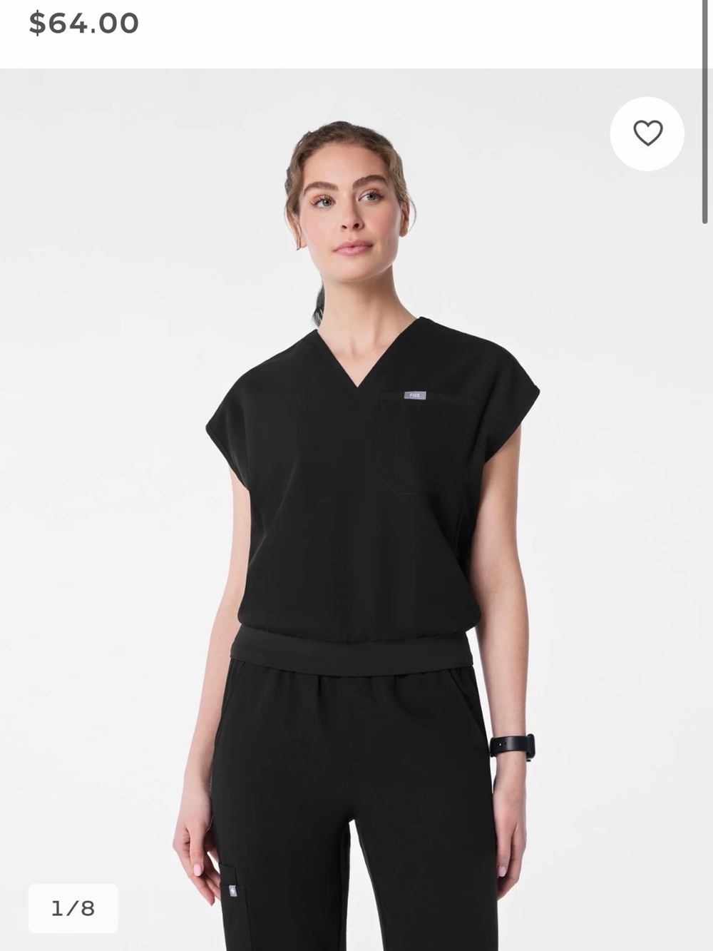 Figs Black scrub Top